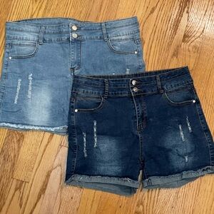 2 pairs stretch denim shorts